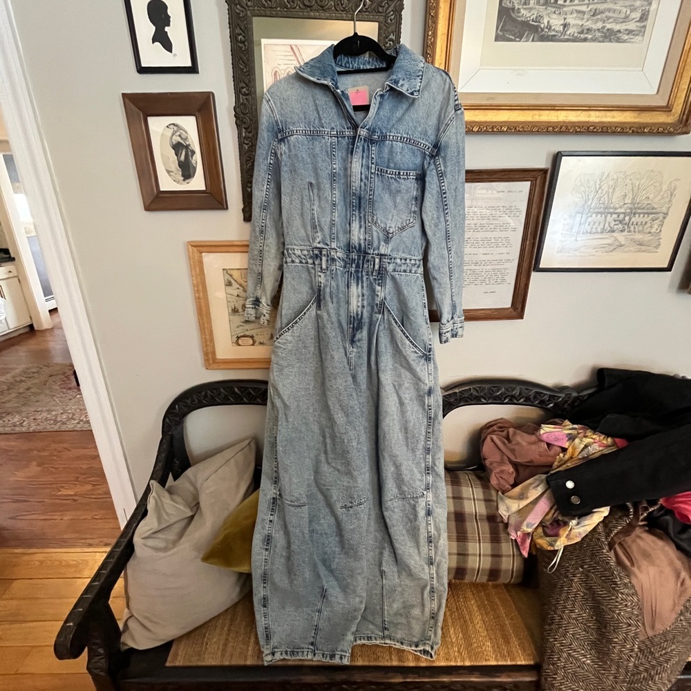 Denim Long Sleeve Jumpsuit FREE PEOPLE